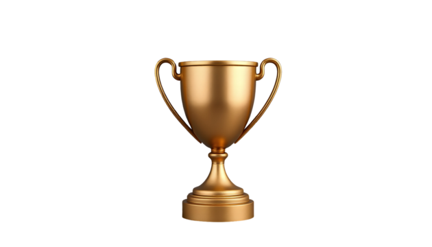 Golden Trophy Cup on Transparent Background