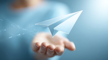 A hand launching a paper airplane symbolizes innovation and creative ideas.