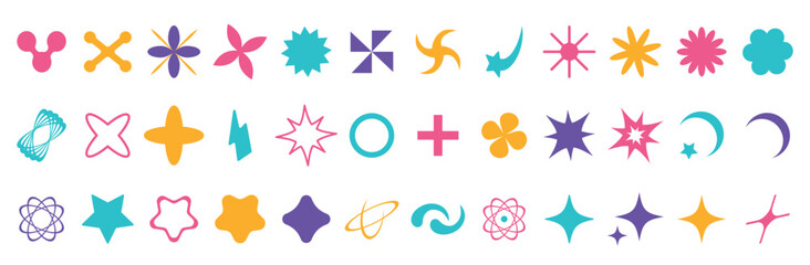 set of brutalist abstract geometric shapes bauhaus memphis