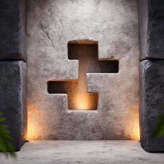 Glowing Alien Runes Carved in Obsidian Temple Wall