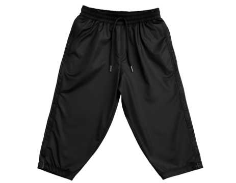 Black Cropped Track Pants with Drawstring Waist