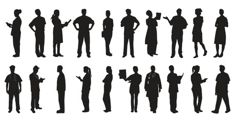 Set nurse silhouette vector illustration
