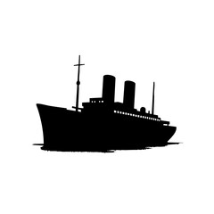 Obraz premium Vintage ship silhouette in black on a white background 