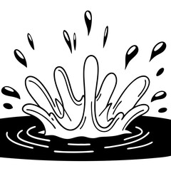 Obraz premium Water splash illustration with droplets in black and white style 