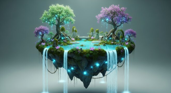 Enchanted Floating Island: A Digital Fantasy Landscape