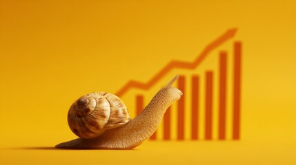 A snail symbolizing slow but steady growth against a bright yellow background.