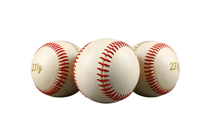 Three baseballs with red stitching