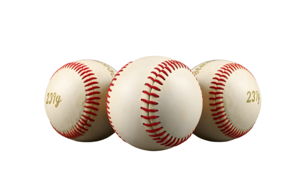 Three baseballs with red stitching - Powered by Adobe