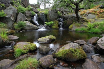 Rocky stream with small waterfalls