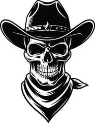 Skull cowboy bandana stars cowboy hat western