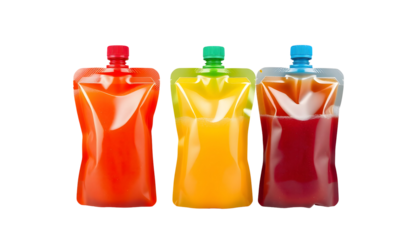 Juice Pouches Trio Red Orange and Purple Drink Bags