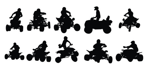 Set of riding atv silhouettes vector © maryai