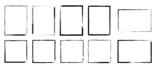 Set of rectangular and square grunge frames illustration 