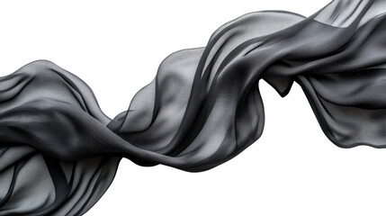 Floating elegant black fabric cut out on white background