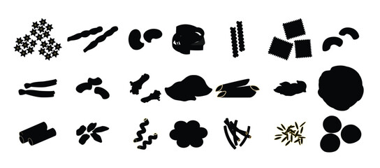 Set of Types of Pasta vector