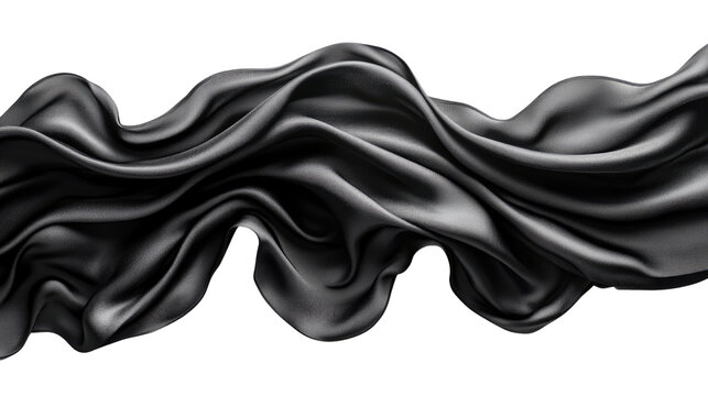 Floating elegant black fabric cut out on white background - Powered by Adobe