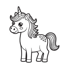 Magical Unicorn in a Fantasy World with Rainbow and Clouds - Perfect for Kids' Art