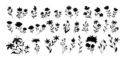 Set of vector vintage floral elements cute set of doodle