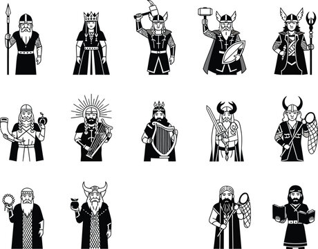 Collection of historical figures depicted in traditional garb and headwear representing different eras and cultures