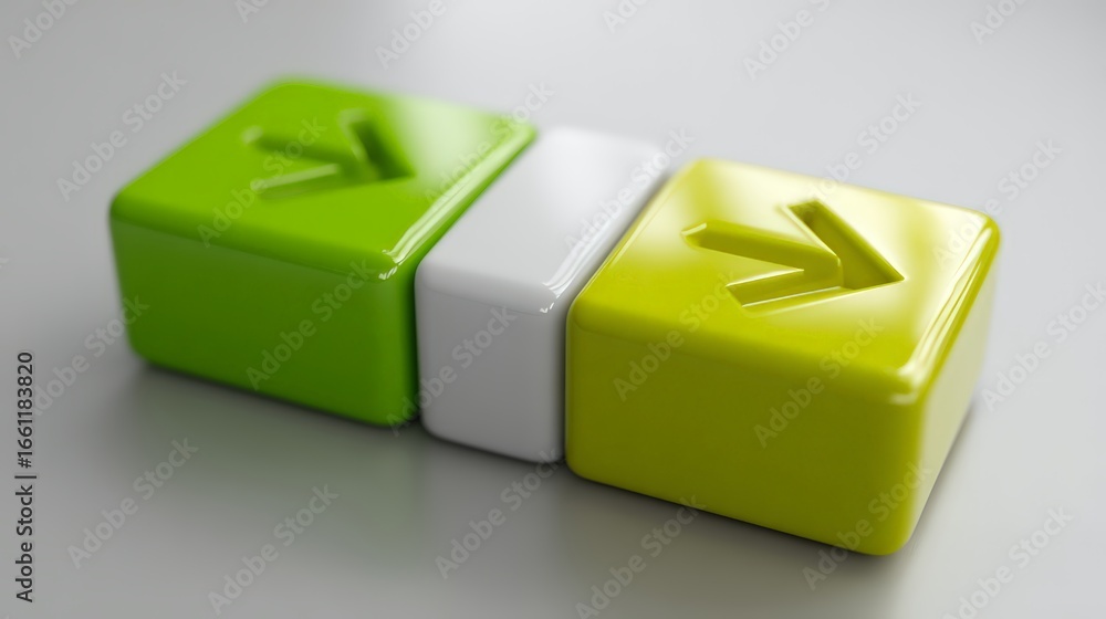 Poster colorful 3d buttons for user interface on modern devices, illustrating functionality and design.