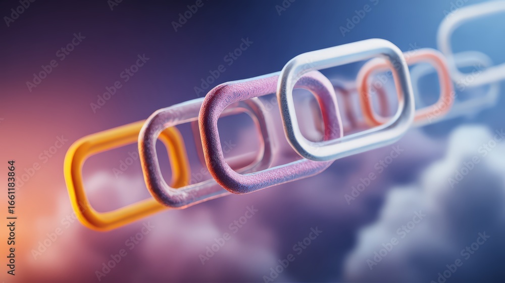 Aufkleber colorful abstract links floating in a surreal sky, representing connection and unity.