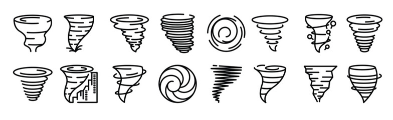 tornado icons set outline style