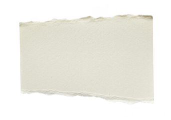 A piece of torn textured paper with a light cream or beige color, isolated on a transparent background, suitable for design