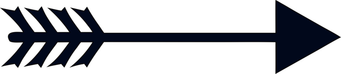 Flat style arrow icon vector, great for archery clubs, hunting gear branding, medieval artwork, and adventure design projects.