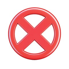 Obraz premium red prohibition sign - circle with cross on white background