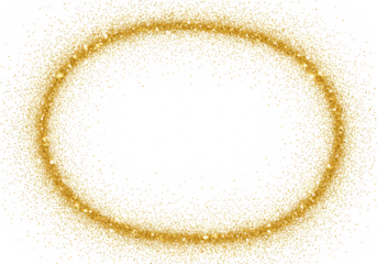 Golden glitter oval frame isolated on transparent background with copy space for design elements and decorations