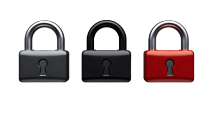 Three Padlocks Security and Protection Icons