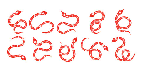 Chinese new year snake design set element zodiac sign year