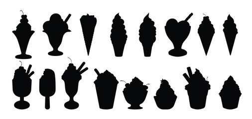 Collection of ice cream silhouette illustration