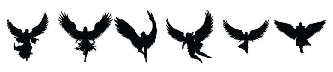 collection of angel silhouette illustrations