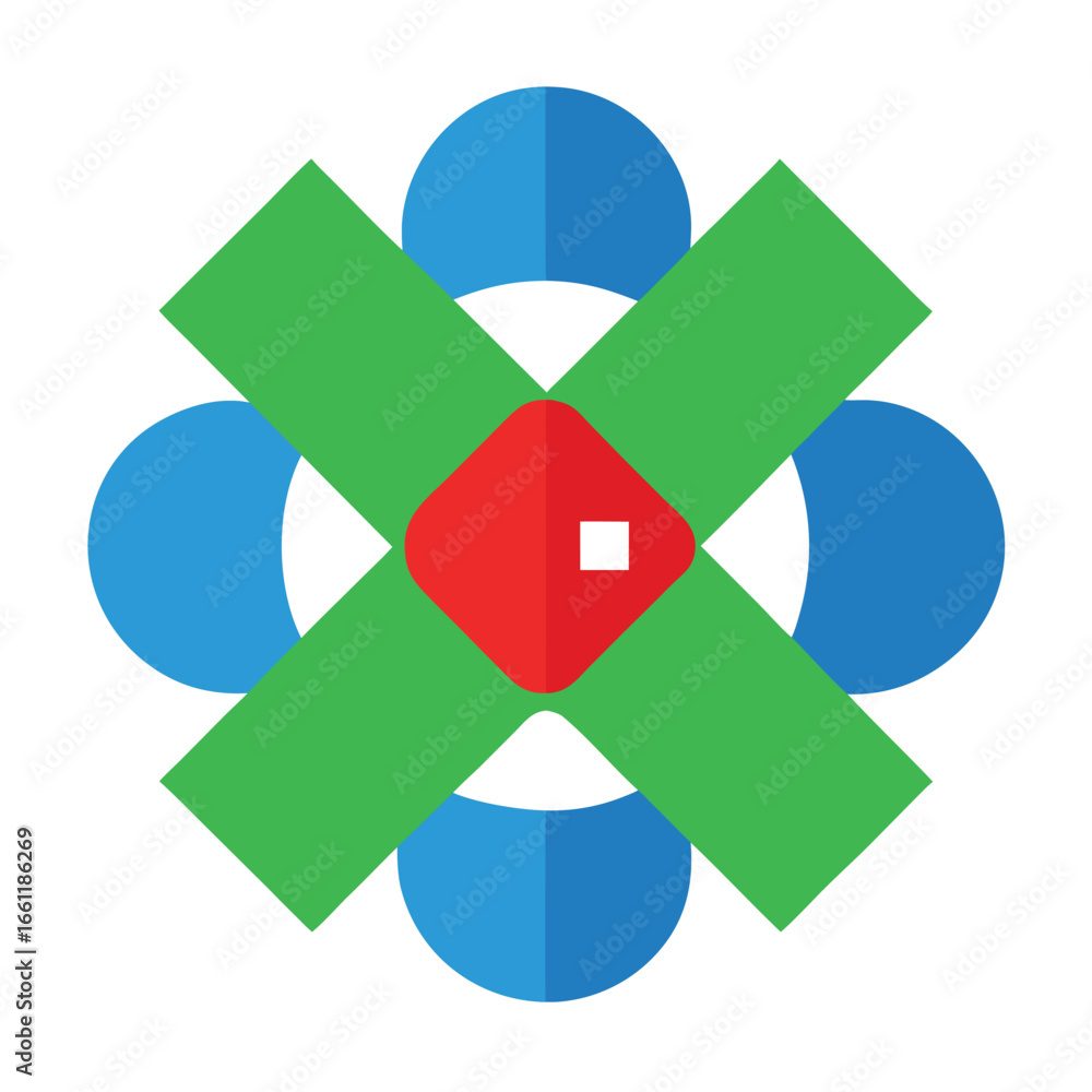 Aufkleber abstract geometric design with circles crosses and square symbolizing interconnection and modernity 