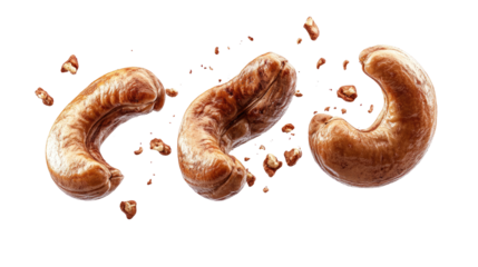 Flying delicious coffee beans cut out on white background