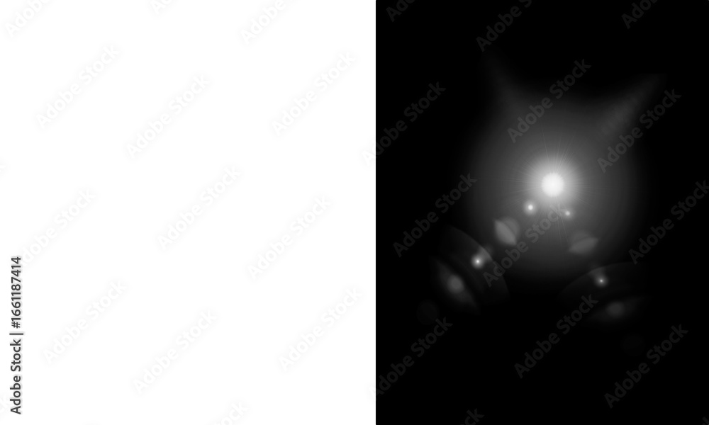 Poster mysterious glowing light entity with bokeh flares on transparent background