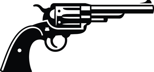 Black revolver gun silhouette firearm weapon