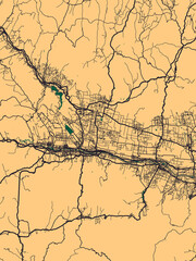 Baoji China City Street Map. Banner print design background paint, graphic digital media, contemporary trendy art, unique interesting bright, famous modern beautiful Map