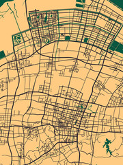 Obraz premium Cixi China City Street Map. Banner print design background paint, graphic digital media, contemporary trendy art, unique interesting bright, famous modern beautiful Map