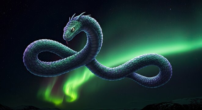 Aurora Serpent Shimmering Like the Northern Lights in a Celestial Sky