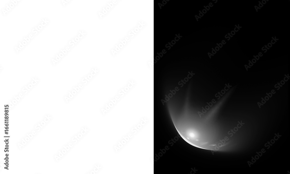 Poster luminous comet coma with ethereal plumes on transparent background