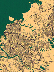 Makassar Indonesia City Street Map. Banner print design background paint, graphic digital media, contemporary trendy art, unique interesting bright, famous modern beautiful Map