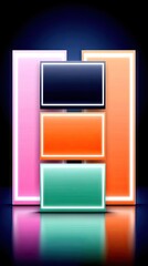 Glowing Neon Panels with Colorful Edges Abstract Background