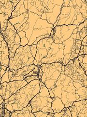 Qujing China City Street Map. Banner print design background paint, graphic digital media, contemporary trendy art, unique interesting bright, famous modern beautiful Map