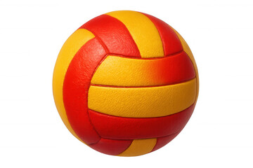 Obraz premium Classic red and yellow volleyball ball rotating on transparent background, perfect for sports-themed projects