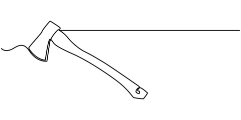 Fototapeta premium Continuous one line drawing axe vector illustration, One line drawing illustration of axe. Single line of lumberjack concept. Editable outline. 