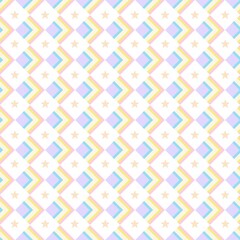 A whimsical and intricate seamless pattern with a delightful mix of chevrons, stars, and pastel diamonds. 