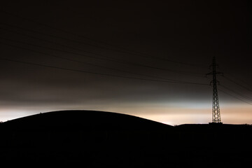 power lines at night