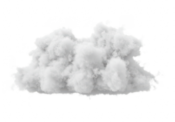 A single fluffy white cloud isolated on a transparent background, representing weather and the atmosphere